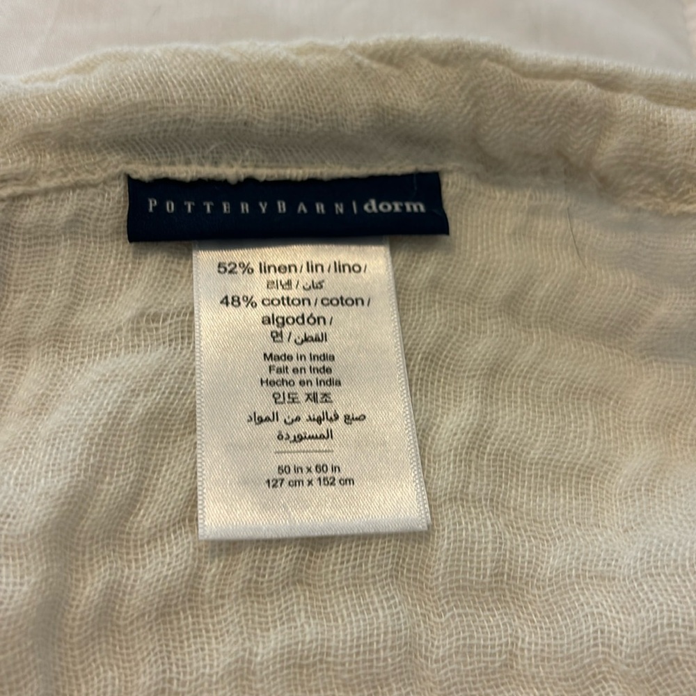 Pottery Barn 50x60 ivory throw.